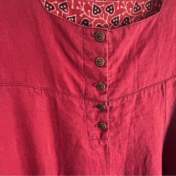 MAIWA Sz M Square Neck Contrasting Red Sleeveless Dress A-Line Buttons Back - Picture 6 of 12